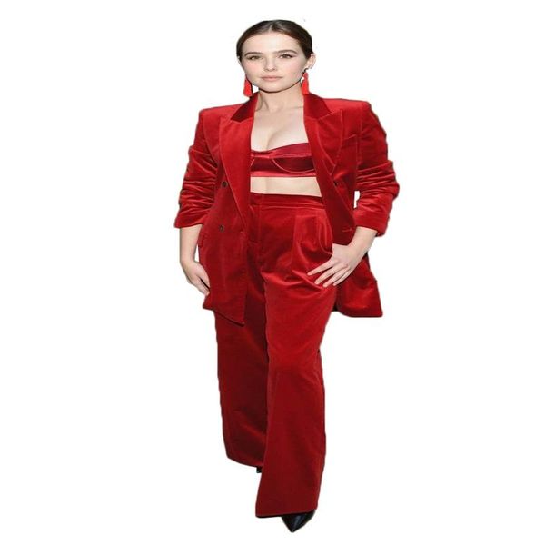 three pieces red women suits tuxedos lapel velvet coat+pant fashion formal double breasted party suits for women custom made, White
three pieces red women suits tuxedos lapel velvet coat+pant fashion formal double breasted party suits for women custom made, White