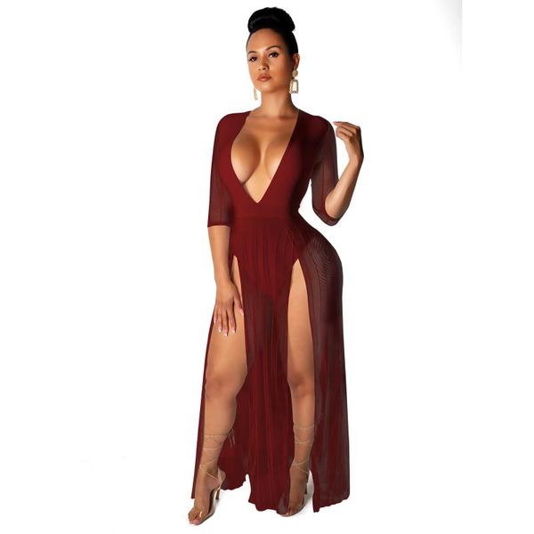 jrry romper maxi dresses half sleeve deep v neck slit dress mesh health fabric long dress, Black;gray
jrry romper maxi dresses half sleeve deep v neck slit dress mesh health fabric long dress, Black;gray