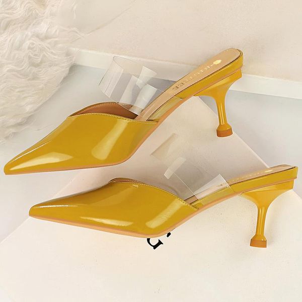 2021 style summer slides women 6cm high heels mules shales transparent yellow kitten low heels slippers fetish glossy shoes, Black
2021 style summer slides women 6cm high heels mules shales transparent yellow kitten low heels slippers fetish glossy shoes, Black