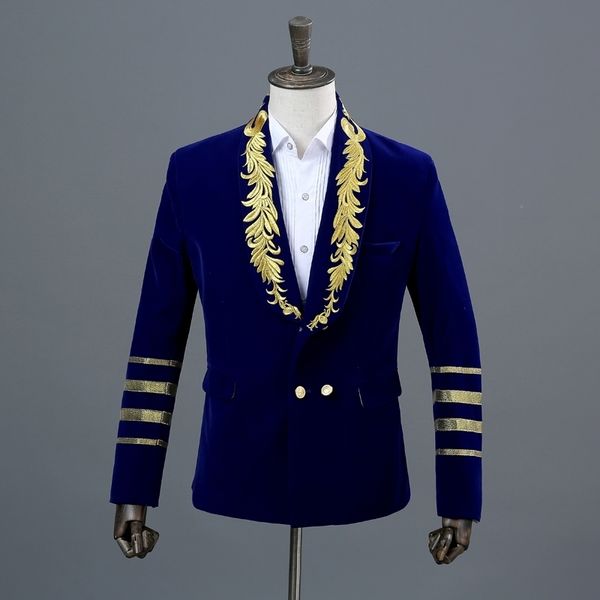 gold embroidery blazer jacket men casual lapel double breasted mens black suit stage prom show singer military dress homme lj201103, White;black
gold embroidery blazer jacket men casual lapel double breasted mens black suit stage prom show singer military dress homme lj201103, White;black