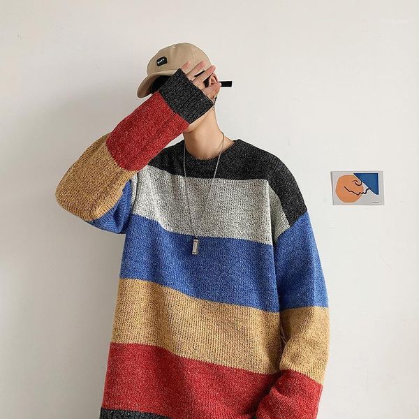ins super fire port style hit color striped sweater male korean version loose couple tide brand outer wear round neck sweater1, White;black
ins super fire port style hit color striped sweater male korean version loose couple tide brand outer wear round neck sweater1, White;black