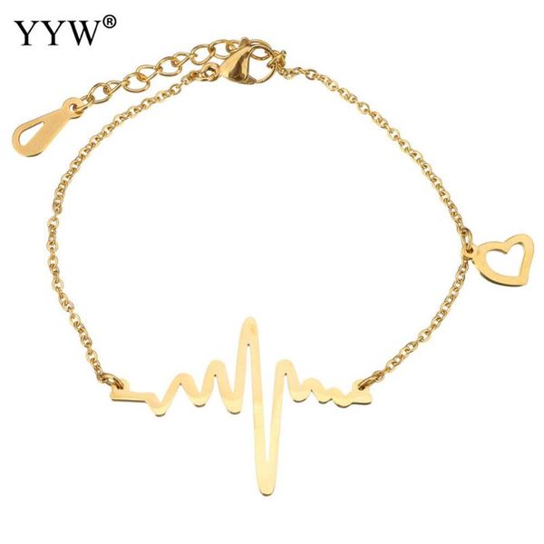 charm bracelets yyw arrival friend gifts gold-color stainless steel jewelry chain bracelet heart beat for woman, Golden;silver
charm bracelets yyw arrival friend gifts gold-color stainless steel jewelry chain bracelet heart beat for woman, Golden;silver