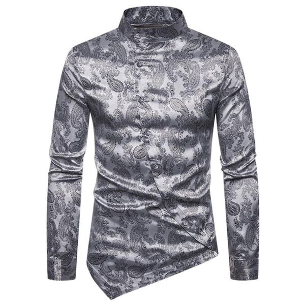 men's casual shirts men long-sleeve shirt blouse 2021 button cashew flower irregular henry collar high-grade slim fit chemise, White;black
men's casual shirts men long-sleeve shirt blouse 2021 button cashew flower irregular henry collar high-grade slim fit chemise, White;black
