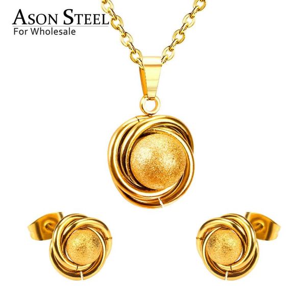 asonsteel gold/silver color scrub twist ball pendant necklace stainless steel female jewelry sets party bijoux
asonsteel gold/silver color scrub twist ball pendant necklace stainless steel female jewelry sets party bijoux