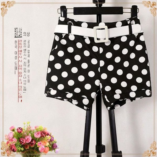 elastic waist side slits slim floral print shorts summer women's clothing sashes casual elastic waist1, White;black