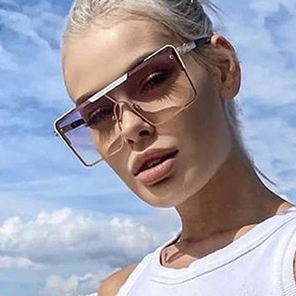 sunglasses metal square conjoined 2021 large frame european american style integrated, White;black
sunglasses metal square conjoined 2021 large frame european american style integrated, White;black