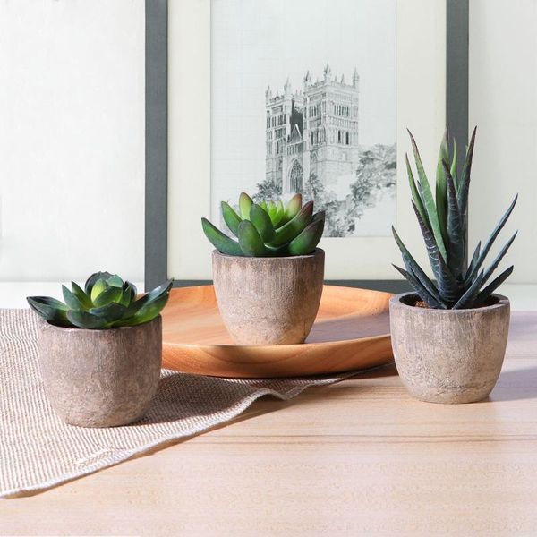 Artificial Succulent Plants Mini Artificial Bonsai Fake with Pots Decorative Ball Plants Flower Mini