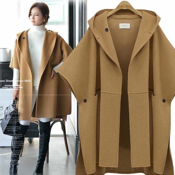 elegant winter woolen cape coat women's bat sleeve wool jackets casual split streetwear hooded luxury overcoat plus size lj201109, Black
elegant winter woolen cape coat women's bat sleeve wool jackets casual split streetwear hooded luxury overcoat plus size lj201109, Black
