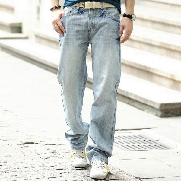 men's jeans large size loose straight casual hip-hop denim pants light blue wide-leg
men's jeans large size loose straight casual hip-hop denim pants light blue wide-leg