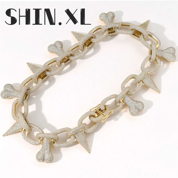 hip hop super exaggeration big bling white gold skull spines necklace micro paved iced out cz store long chain link necklace, Silver
hip hop super exaggeration big bling white gold skull spines necklace micro paved iced out cz store long chain link necklace, Silver