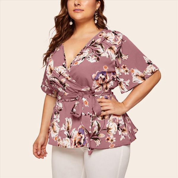 20 women blouse plus size casual v neck bow tie sashes bandage short sleeved printed waist belt shirt ladies casual 5xl, White
20 women blouse plus size casual v neck bow tie sashes bandage short sleeved printed waist belt shirt ladies casual 5xl, White