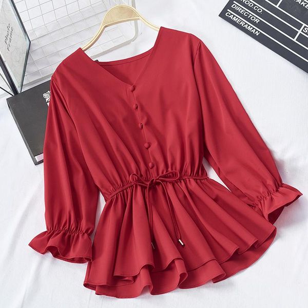 2020 autumn women v neck solid shirt female three quarter sleeve chic shirt color women blouses, White
2020 autumn women v neck solid shirt female three quarter sleeve chic shirt color women blouses, White