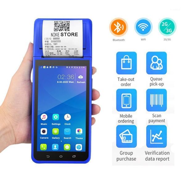 

handheld terminal android pda with 58mm thermal receipt printer cash registers for mobile order bluetooth wifi 3g system1