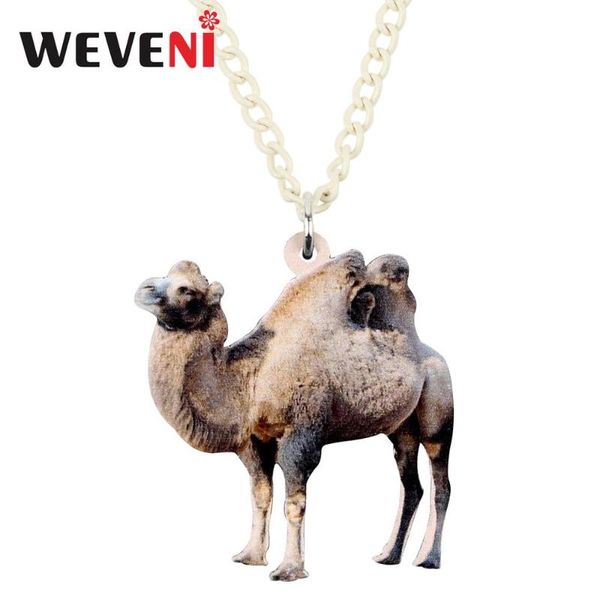 

pendant necklaces weveni acrylic elegant desert camel necklace choker animal jewelry for women girls teen kid 2021 fashion party gifts, Silver