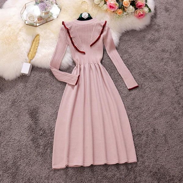 casual dresses sweet ruffled long sleeve medium women knitted sweater dress good stretch slim, Black;gray
casual dresses sweet ruffled long sleeve medium women knitted sweater dress good stretch slim, Black;gray