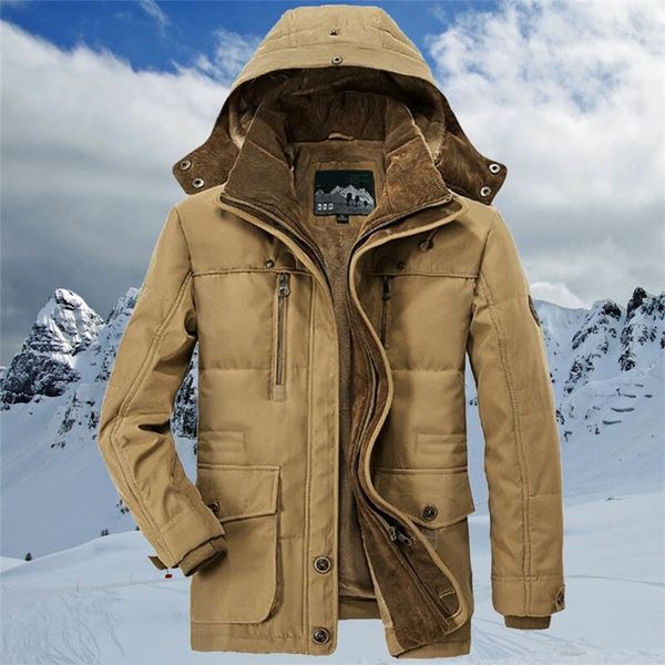 

-20 degree winter jacket men parka thicken coat fleece warm windbreaker men hooded collar removable fleece liner parkas coat 201026, Black;brown