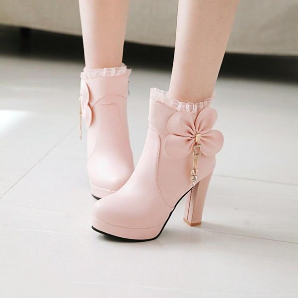 boots pxelena sweet ankle ladies shoes women wedding white pink black bowtie ruffles high heels short boot 34-43
boots pxelena sweet ankle ladies shoes women wedding white pink black bowtie ruffles high heels short boot 34-43