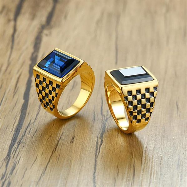 cluster rings blue &black glass stone ring for men 18k yellow gold color stainless steel cool fashion gentleman finger band jewelry size7to1, Golden;silver
cluster rings blue &black glass stone ring for men 18k yellow gold color stainless steel cool fashion gentleman finger band jewelry size7to1, Golden;silver