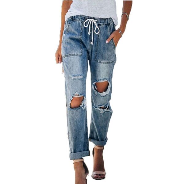 women's jeans women blue ripped knee hollow out high waist loose straight woman fashion elastic distressed denim pants
women's jeans women blue ripped knee hollow out high waist loose straight woman fashion elastic distressed denim pants