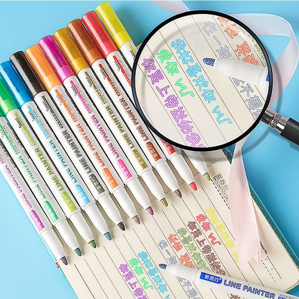 12 colors double line outline pen metallic color magic highlighter marker pen for art painting scrapbooking raffiti poster card
12 colors double line outline pen metallic color magic highlighter marker pen for art painting scrapbooking raffiti poster card