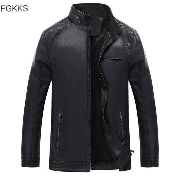 fgkks new winter men's faux leather jacket washed fleece lined motorcycle stand collar fashion jacket casual coat male 201119, Black
fgkks new winter men's faux leather jacket washed fleece lined motorcycle stand collar fashion jacket casual coat male 201119, Black