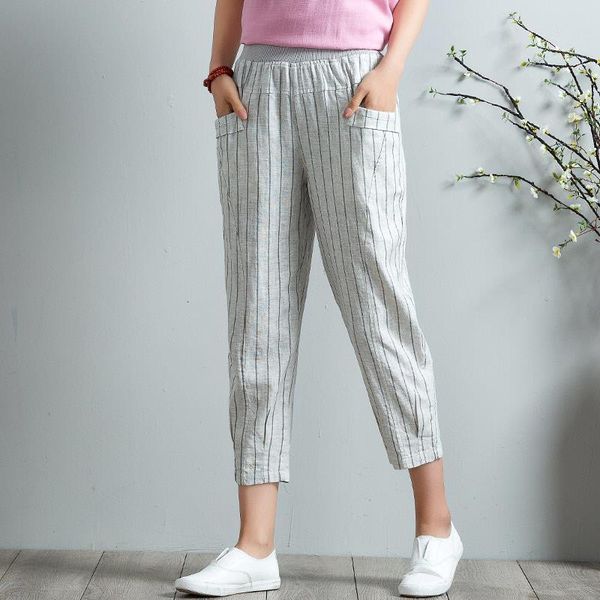 plus size cotton linen harem pants women spring summer high waist striped pockets pants casual elastic waist sweatpants trousers, Black;white
plus size cotton linen harem pants women spring summer high waist striped pockets pants casual elastic waist sweatpants trousers, Black;white