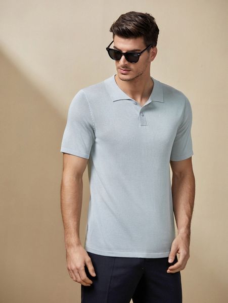 men half button placket solid knit g8pr#, White;black 
men half button placket solid knit g8pr#, White;black