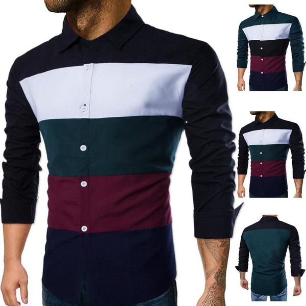 coldker men's cloth slim fit shirt patchwork pattern turn-down collar blouse male casual streetwear clothing, White;black
coldker men's cloth slim fit shirt patchwork pattern turn-down collar blouse male casual streetwear clothing, White;black