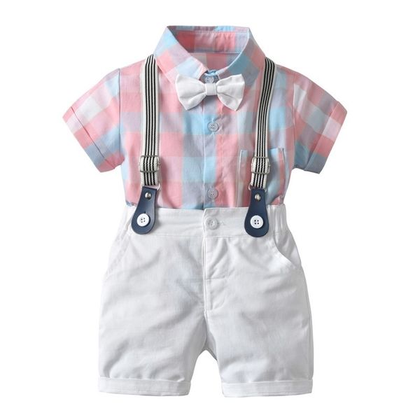 summer baby boy clothes suits gentleman boy short-sleeve plaid shirt +overalls shorts with tie cotton wedding boys clothes set y200803, White
summer baby boy clothes suits gentleman boy short-sleeve plaid shirt +overalls shorts with tie cotton wedding boys clothes set y200803, White