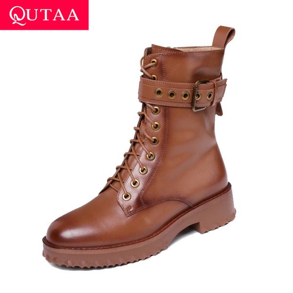 qutaa 2020 cow leather platform lace up buckle zipper fashion women shoes square heel round toe winter ankle boots size 34-42 y1221, Black
qutaa 2020 cow leather platform lace up buckle zipper fashion women shoes square heel round toe winter ankle boots size 34-42 y1221, Black
