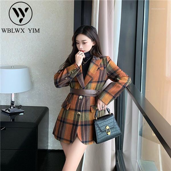 women's wool & blends winter coat women fashion plaid belt overcoat slim long sleeve woolen coats female blended jacket1, Black
women's wool & blends winter coat women fashion plaid belt overcoat slim long sleeve woolen coats female blended jacket1, Black