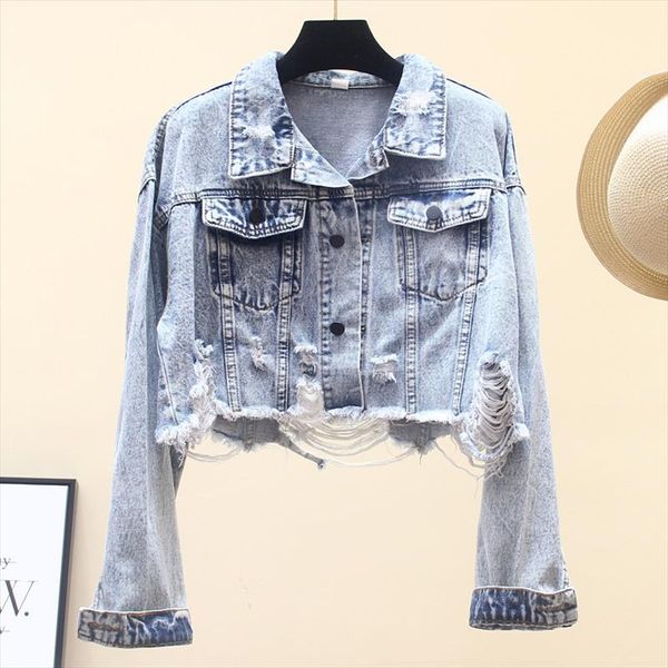 women streetwear jackets 2021 spring snow blue ripped denim jacket vintage hole short jeans jacket solid harajuku frayed jackets, Black;brown
women streetwear jackets 2021 spring snow blue ripped denim jacket vintage hole short jeans jacket solid harajuku frayed jackets, Black;brown