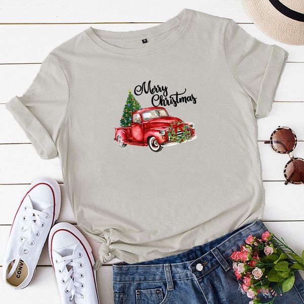 lh20273 christmas new trend merry christmas truck cartoon cute pattern color printing all-match round neck t-shirt ladies, White
lh20273 christmas new trend merry christmas truck cartoon cute pattern color printing all-match round neck t-shirt ladies, White