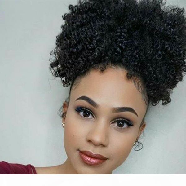 120g dark brown kinky curly ponytail for black women natural afro curly non remy hair 1 piece clip in ponytails 100% human hair