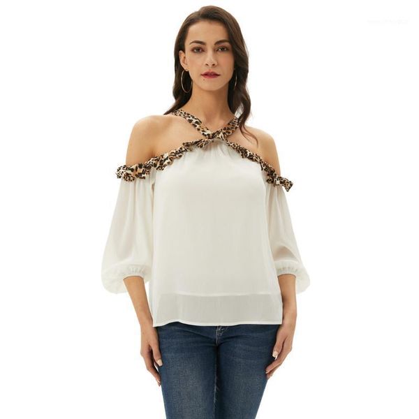women's blouses & shirts kate kasin cold shoulder and women leopard print ruffles halter chiffon summer dual layer blouse shir, White
women's blouses & shirts kate kasin cold shoulder and women leopard print ruffles halter chiffon summer dual layer blouse shir, White