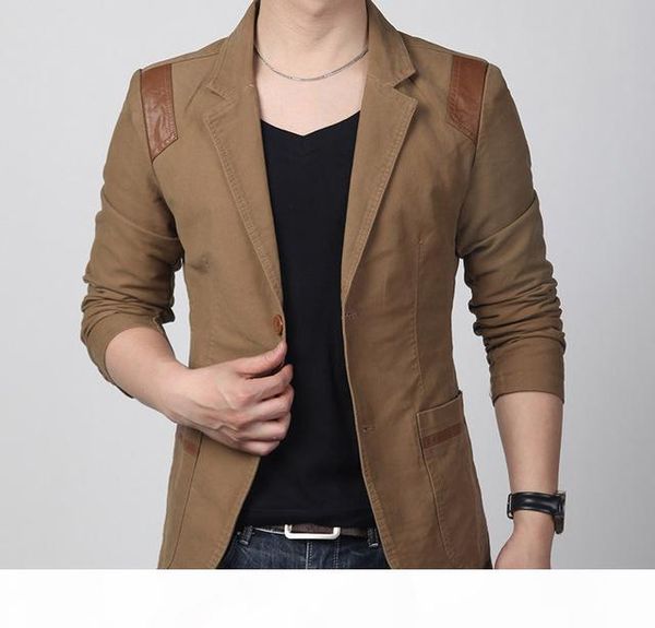 new fashion spring and autumn men's clothing casual slim fit blazer leather patchwork plus size suits jacket men outwear, White;black
new fashion spring and autumn men's clothing casual slim fit blazer leather patchwork plus size suits jacket men outwear, White;black