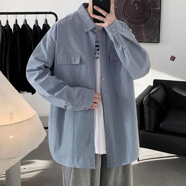 long sleeve thin shirts men's casual loose all-match solid shirt classic coat lapel spring autumn breathable male clothes, White;black
long sleeve thin shirts men's casual loose all-match solid shirt classic coat lapel spring autumn breathable male clothes, White;black