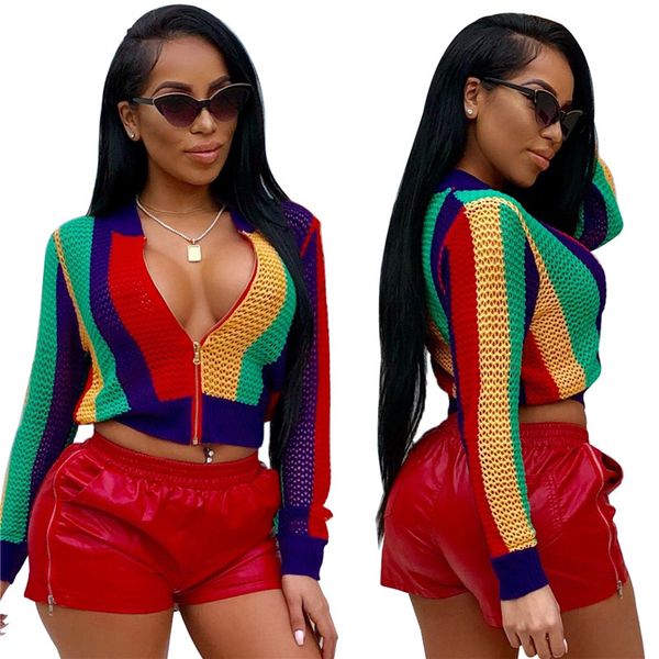 women fashionable personality mesh multicolor printed zipper woman jacket winter casual, White
women fashionable personality mesh multicolor printed zipper woman jacket winter casual, White