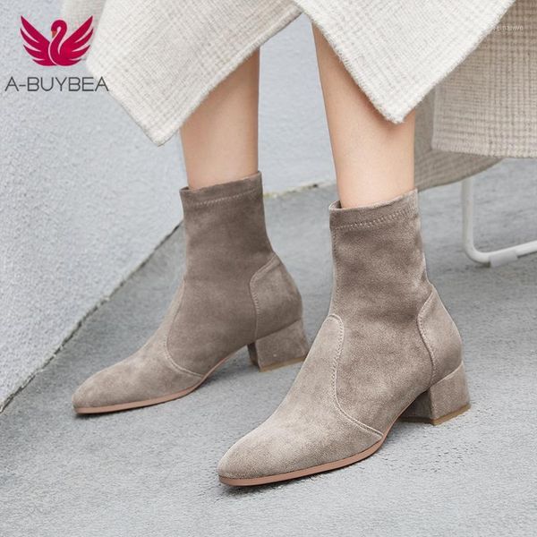 women elastic fabric flock boots suede short boots fashion handmade classic pointed toe sheepskin insole all-match1, Black
women elastic fabric flock boots suede short boots fashion handmade classic pointed toe sheepskin insole all-match1, Black