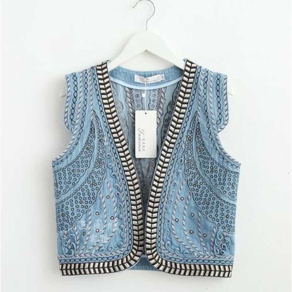 wholesale-high-end retro denim embroidery rivet short blue vest bohemia casual, Black;white
wholesale-high-end retro denim embroidery rivet short blue vest bohemia casual, Black;white
