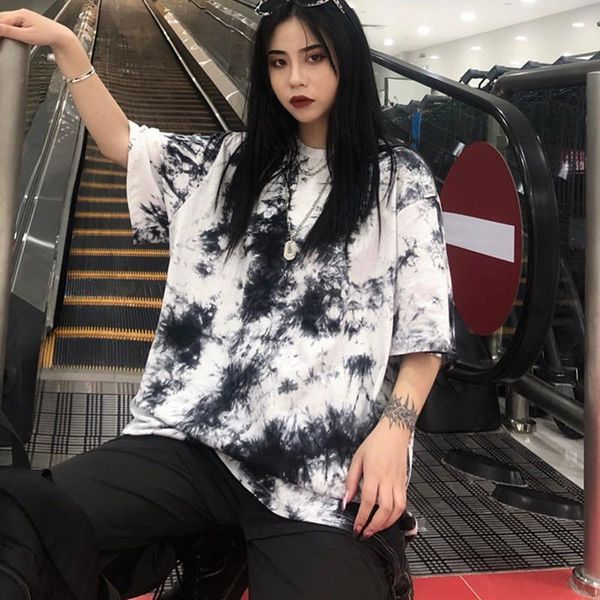 hip hop style tee tie-dye print women's t shirt casual round neck short sleeve loose t-shirt, White
hip hop style tee tie-dye print women's t shirt casual round neck short sleeve loose t-shirt, White