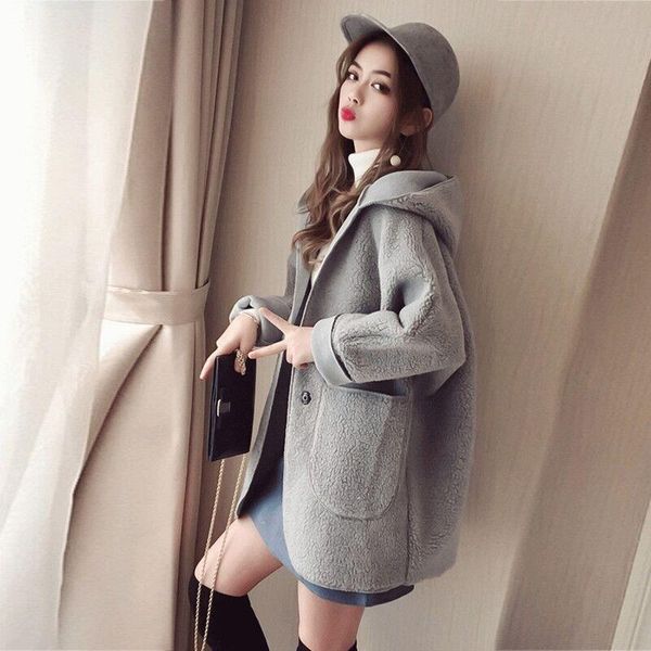 lamb wool hooded wool coat for plum-size women in the long lazy wind fat mm thick coat, Black
lamb wool hooded wool coat for plum-size women in the long lazy wind fat mm thick coat, Black