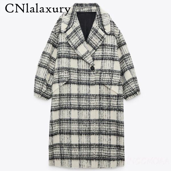 2020 autumn winter oversize thick wool coat women vintage plaid pockets warm jacket outwear female elegant loose long overcoats, Black
2020 autumn winter oversize thick wool coat women vintage plaid pockets warm jacket outwear female elegant loose long overcoats, Black