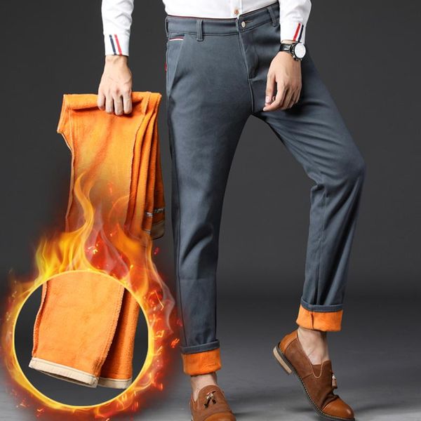 men's pants 2021 winter spring men cool dad business chino slacks male works long fleece snow warm russia casual white trousers, Black 
men's pants 2021 winter spring men cool dad business chino slacks male works long fleece snow warm russia casual white trousers, Black