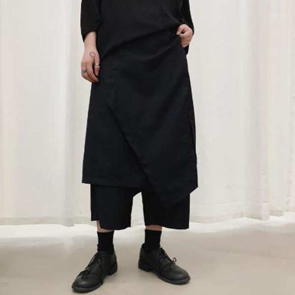 men fake 2 piece spliced loose casual black wide leg skirt pants male hip hop punk gothic harem trousers kimono pants1
men fake 2 piece spliced loose casual black wide leg skirt pants male hip hop punk gothic harem trousers kimono pants1
