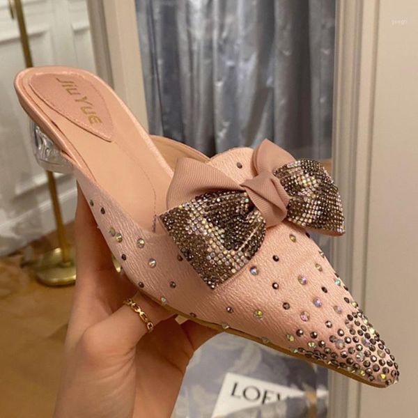 slippers glass heels mules women crystal studs pointed toe slides glitter rhinestone silk bowknot pantuflas high sandalias1, Black
slippers glass heels mules women crystal studs pointed toe slides glitter rhinestone silk bowknot pantuflas high sandalias1, Black
