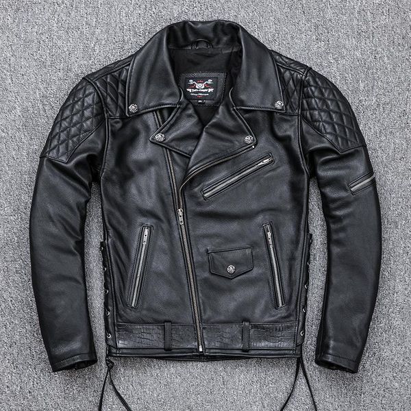 heavy cow leather motorcycle jacket men rivets rock style slim fit moto biker jacket men's diagonal zipper rider leather coat1, Black
heavy cow leather motorcycle jacket men rivets rock style slim fit moto biker jacket men's diagonal zipper rider leather coat1, Black