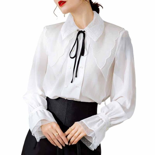 women's blouses & shirts 100% silk shirt turn down collar long sleeves double breasted patchwork fashion casual blouse camisa, White
women's blouses & shirts 100% silk shirt turn down collar long sleeves double breasted patchwork fashion casual blouse camisa, White