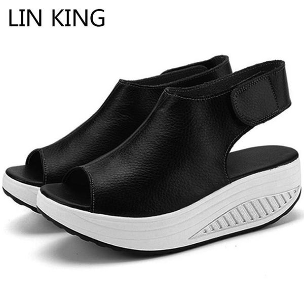 lin king big size women open toe platform sandals thick sole summer swing shoes ladies height increase wedges shoes sandalias, Black
lin king big size women open toe platform sandals thick sole summer swing shoes ladies height increase wedges shoes sandalias, Black