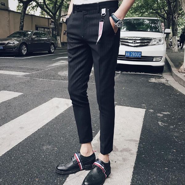 men's suits & blazers 2021 striped trousers men business dress pants casual slim fit office social suit streetwear pantalon homme class, White;black
men's suits & blazers 2021 striped trousers men business dress pants casual slim fit office social suit streetwear pantalon homme class, White;black
